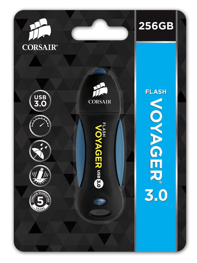Corsair CMFVY3A-256GB Flash Voyager USB Flash Drive, USB 3.0, 256GB, Black