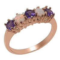 10k Rose Gold Natural Amethyst & Opal Womens Eternity Ring - Sizes 4 to 12 Available