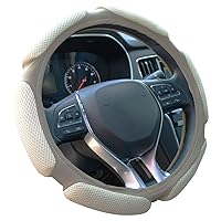 Auto Steering Wheel Cover Hand Pad Cushion Slip-on Universal Fit 15'' / 38 cm (Beige)