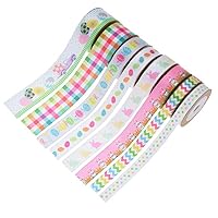 Easter Grosgrain Ribbons 8 Rolls Colorful Stripe Plaid Ribbon Gift Wrapping Ribbon for Spring Easter Decor DIY Craft