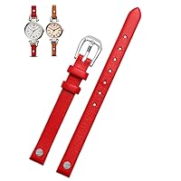 Fashion Genuine Leather watchband for Fossil ES4340 ES4119 ES4000 3745 3861 4026 Women Bracelet Wrist Strap 8mm with Screw (Color : Red Silver, Size : 8mm)
