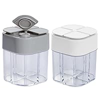 2 Pack 4 in 1 Spice Container Salt and Pepper Shaker Transparent Seasoning Shaker Can Filter Lumps Spice Jars for Home Restaurant Camping Travel Cooking BBQ