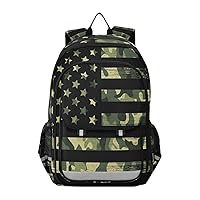 ALAZA American Flag with Camouflage Grunge Laptop Backpack Purse for Women Men Travel Bag Casual Daypack with Compartment & Multiple Pockets
