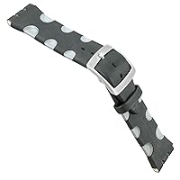 20mm Rubber Grey with Silver Circular Pattern Watch Band Regular Brina Fits Swatch