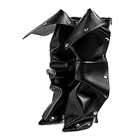Women Knee High Boots Pointed Toe Stiletto High Heel Boots Detachable Snap-off Panel Shark Boots