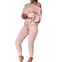 Winter Women's Warm Knitted Sweater 2-Piece Set Solid Color Long-Sleeved Pullover Sweater and Knitted Skirt