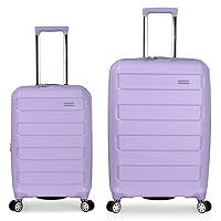 Traveler's Choice Pagosa Indestructible Hardshell Expandable Spinner Luggage, Lavender, 2 Piece Set