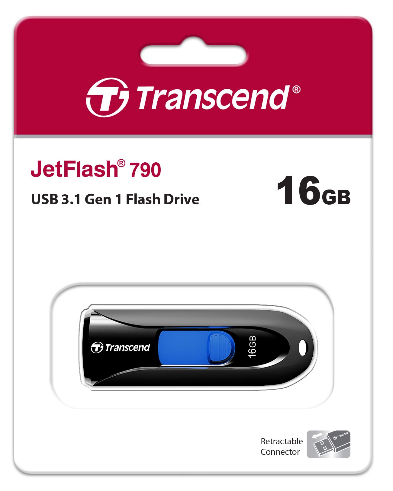 Transcend 16GB JetFlash 790 USB 3.1 Flash Drive (TS16GJF790K) Black