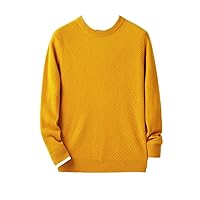 Men Autumn/Winter 100% Solid Wool Cold Resistant Soft Sweater Round Neck Solid Color Pullover