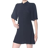 Free People Be My Baby Women's Ruched Mock Neck Flutter Sleeve Mini Dress
