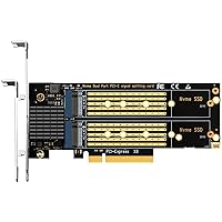 GLOTRENDS PA21 Dual M.2 NVMe to PCIe 4.0 X8 Adapter Without PCIe Bifurcation Function, Support 22110/2280/2260/2242/2230 Size (PCIe Bifurcation Motherboard is Required)