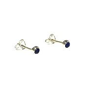 Small Round Blue LAPIS LAZULI Sterling Silver Stud Earrings 925-3 mm