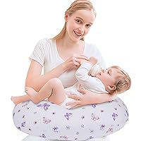 Nursing Pillow for Breastfeeding, Breathable Breast Feeding Pillow and Positioner with Removable Cover for More Support, Tummy Time and Bottle Feeding Support Pillow, Butterfly Dreams