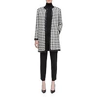 Combo Faux Leather & Houndstooth Tweed Jacket Plus 1x-10x