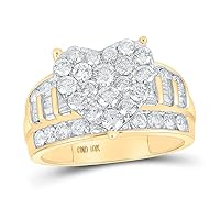 The Diamond Deal 10kt Yellow Gold Round Diamond Heart Bridal Wedding Engagement Ring 2 Cttw
