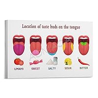 MOJDI Location of Taste Buds on The Tongue Poster CHINESE MEDICINE Poster (4) Canvas Painting Wall Art Poster for Bedroom Living Room Decor 08x12inch(20x30cm) Frame-style