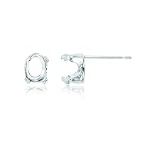 10K White Gold 5x3mm Oval 4-Prong Stud Finding (Pair)