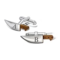 Personalize Culinary Gourmet Cook Foodie Restaurant Owner Shirt Chef Knife Cufflinks For Men For Graduation Bullet Hinge Back Silver Tone Stainless Steel