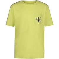 Calvin Klein Boys' Short Sleeve Pocket Logo Crew Neck T-Shirt, Soft, Comfortable, Relaxed Fit