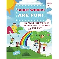 50 Sight Words Coloring Poster Book : Ages 4-7:High Frequency Words to Practice and Cut Out