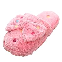 Womens Fuzzy Slippers Memory Foam House Slippers Shoe Warm Bow Home Cotton Slippers Winter Cute Ladies Indoor Non-Slip