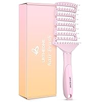 Hair Brush,Curved Vented Detangling Hair Brushes for Women Men Wet or Dry Hair,Faster Blow Drying Styling Professional Paddle Vent detangler brush for Curly Thick Wavy Thin Fine Long Short Hair (Pink)