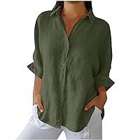 Women's Tops Dressy Casual Button Up Shirt Long Sleeve Work Blouses V Neck Business Casual Shirts Soft Summer Clothes