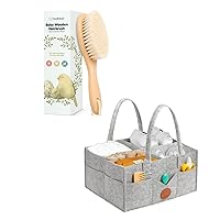 Keababies Baby Hair Brush and Baby Diaper Caddy Organizer - Baby Brush with Soft Goat Bristles - Large Baby Organizer, Diaper and Baby Essential Organizer