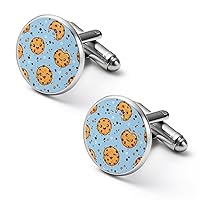 Biscuit with Chocolate Chips Funny Cufflinks Shirt Cuff Links Accessories Business Wedding Jewelry Gift for Men Women