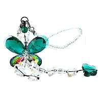 H&D HYALINE & DORA Car Charms Rear View Mirror Accessories,Crystals Ornaments Chandelier Crystals Hanging Prisms Fengshui Suncatcher Rainbow Pendant Maker Car Charm (Green)