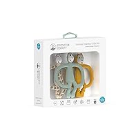 Animal Teether Gift Set - 1 Matchstick Monkey Teether, 1 Gigi Giraffe Teether, 1 Ludo Lion Teether, 3 Months Old+, Perfect Baby Registry Gift, Pack of 3