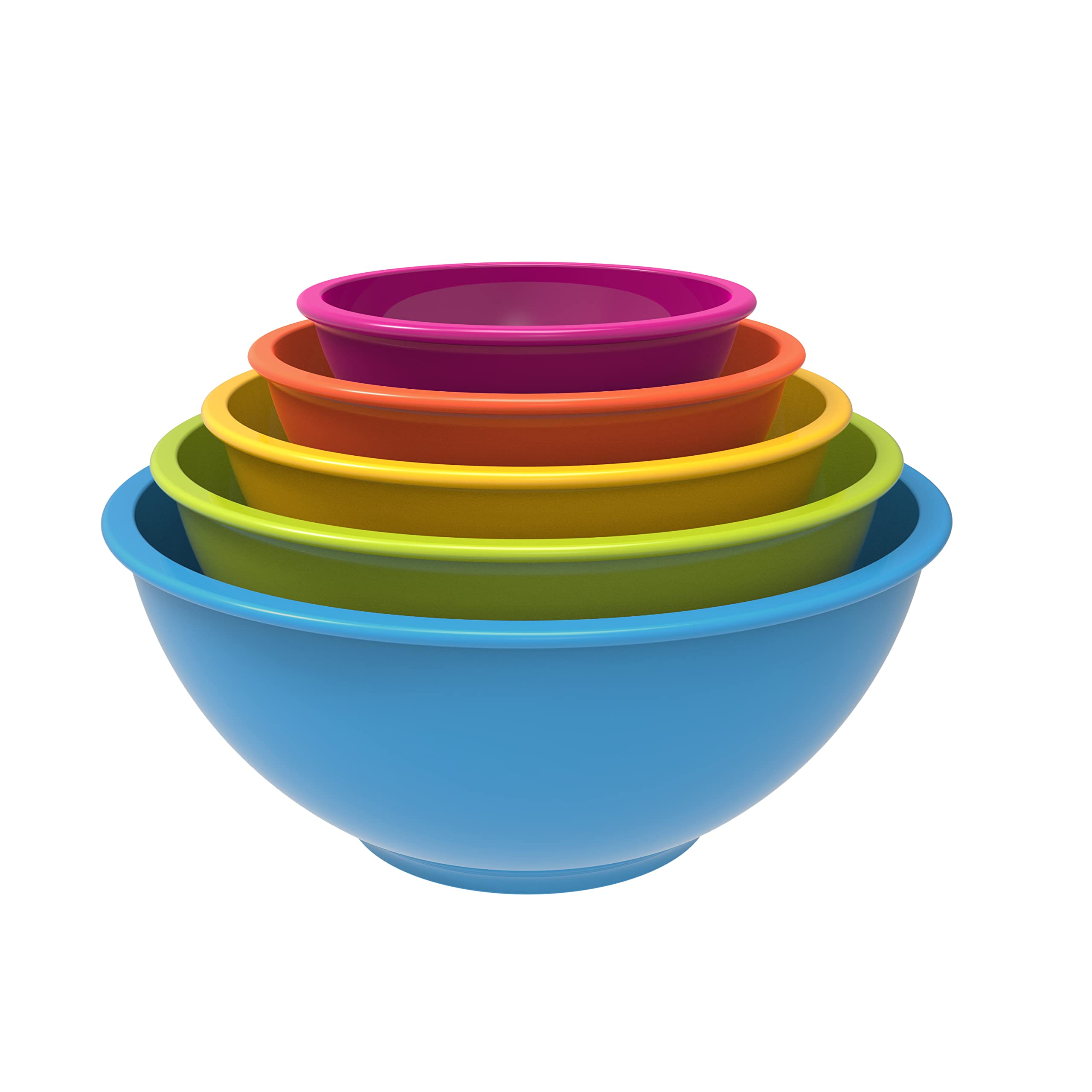 Zak Designs Colorways Mixing Bowl Set, Nesting Bowls for Space Saving Storage, Made with Durable Melamine, Great for Prepping and Serving Food (Azu...