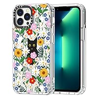 MOSNOVO for iPhone 13 Pro Max Case, [Buffertech 6.6 ft Drop Impact] [Anti Peel Off] Clear Shockproof TPU Protective Bumper Phone Cases Cover with Black Cat in Garden Design for iPhone 13 Pro Max