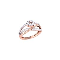 Jewels 14K Gold 0.41 Carat (H-I Color,SI2-I1 Clarity) Natural Diamond Solitaire With Accents Ring