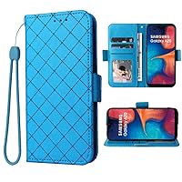 Compatible with Samsung Galaxy A20 A30 Wallet Case Wrist Strap Lanyard and Leather Flip Card Holder Stand Cell Accessories Phone Cover for Glaxay M10s A 20 30 Gaxaly 20A SM A205G Women Men Blue