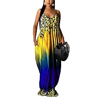 BessCops Women's Summer Casual Sexy Stripe Loose Maxi Dresses 2024 Floor Length Sleeveless Plus Size Sundresses with Pockets