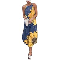 shitou Women's Floral Wrap V-Neck Midi Dress Short Sleeve Boho Summer Beach Long Dress High Low Hem Smocked Dress Women