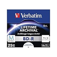 Verbatim 43823 25GB 4X M-Disc BD-R - 5 Pack Jewel Case