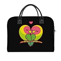 Cute Parrots with Heart Large Crossbody Bag Laptop Bags Shoulder Handbags Tote with Strap for Travel Office