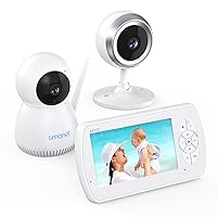 Baby Monitor with Video and Audio,SMONET 1080P Baby Monitor with 2 Cameras Remote Pan Tilt Feed Alarm Two-Way Talk Night Vision Crying Alarm