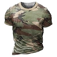 Mens Classic Camo Training Tees Short Sleeve Vintage Camoflouge T-Shirts Lightweight Muscle Fit Running Workout Tees Tops