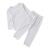 Baby Girl Receiving Blanket and Headband Toddler Girl Long Sleeved Polka Dot Top and Pant Suit with (White, 3-4 Years)