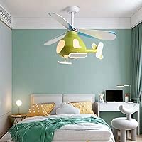 Chandeliers, Intelligent Aircraft Embedded Ceiling Fan with Light,Modern Dimmable Led Kids Fan,Reversible Leaves,Multi-Speed and Timing with Remote Control 50W，For Children's Rooms Kindergar/Gre