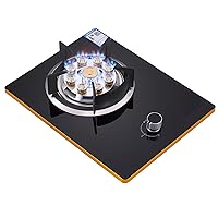 Black 2 Burners Gas Cooktop, Drop-in Tempered Glass Gas Stove Cooker, Easy to Clean Home Kitchen Gas Hob, Thermocouple Protection, 75x43cm