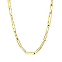 14k Yellow Gold Paperclip Chain Necklace, 3mm