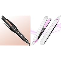 Hair Straightener, 1 Inch Flat Iron, 2-in-1 Ceramic Straightens & Curls for Travel，NOVUS Anti-Scald Automatic Curling Iron