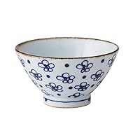 Chawan small bowl for cooked rice plum Hasami ware Japanese ceramic.