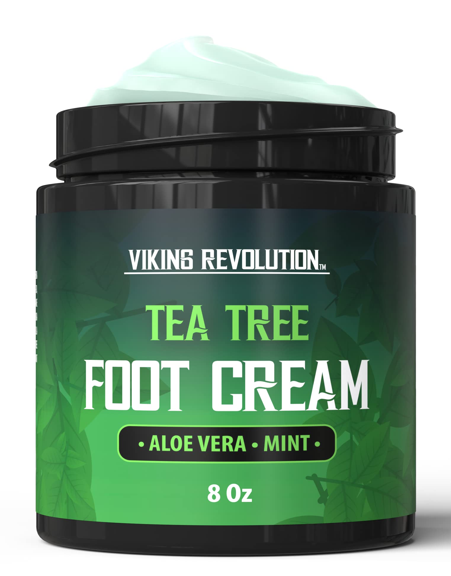 Viking Revolution Tea Tree Foot Cream for Dry Cracked Heels - Foot Cream for Dry Cracked Feet Foot Balm for Dry Cracked Feet - Foot Cream for Dry Feet Foot Repair Cream with Aloe Vera and Mint (8oz)