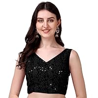 Women's Party Wear Bollywood Readymade Indian Style Saree Blouse Georgette with chicken Kari work Saree Blouse