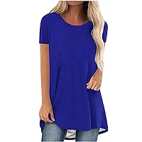 Plus Size Womens Basic Short Sleeve Casual Tunic Tops Summer Crewneck Fashion Oversized Flowy Solid Color T-Shirts